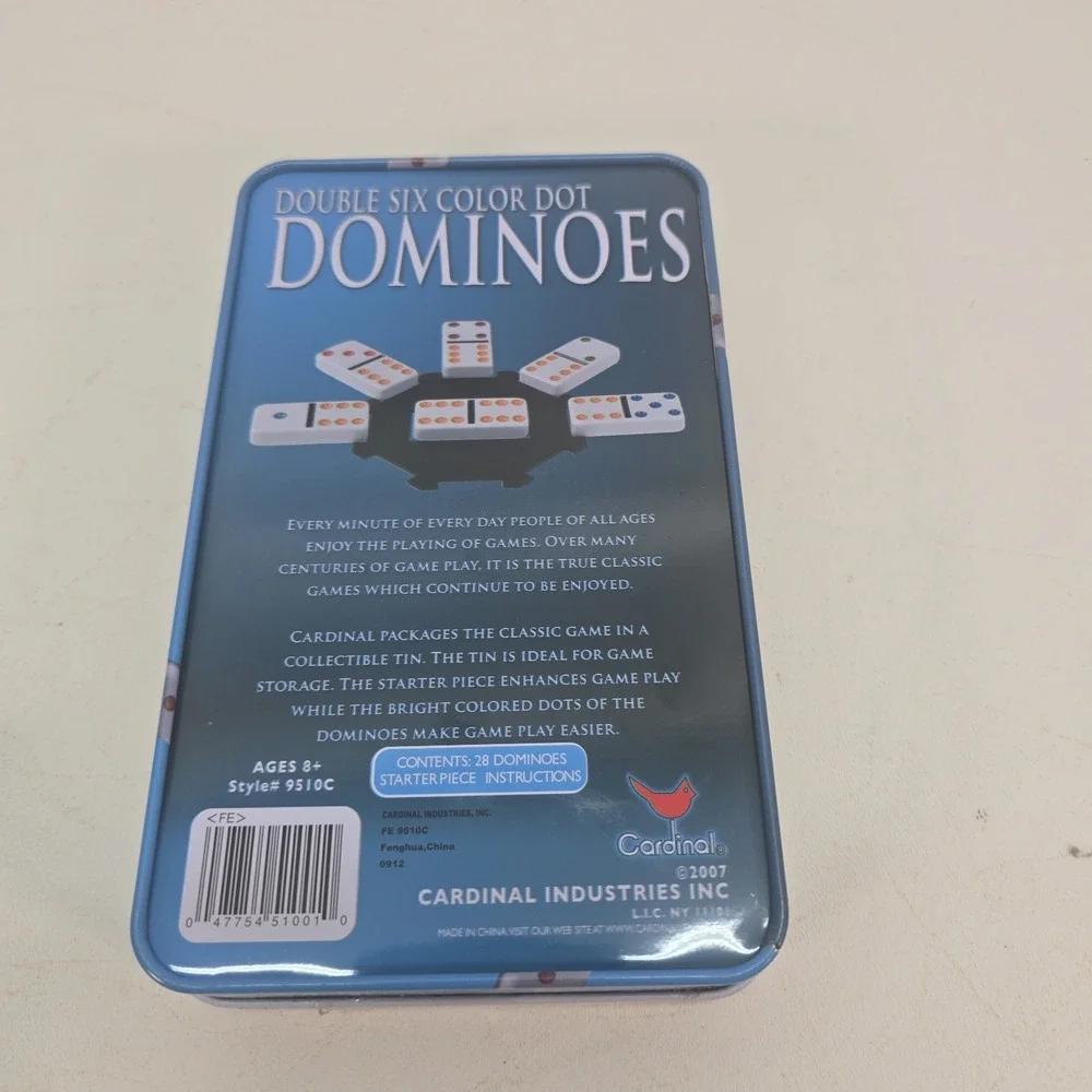 Jumbo Double Six Dominoes,  28  Size Color Dot Dominoes, White By Cardinal Nip